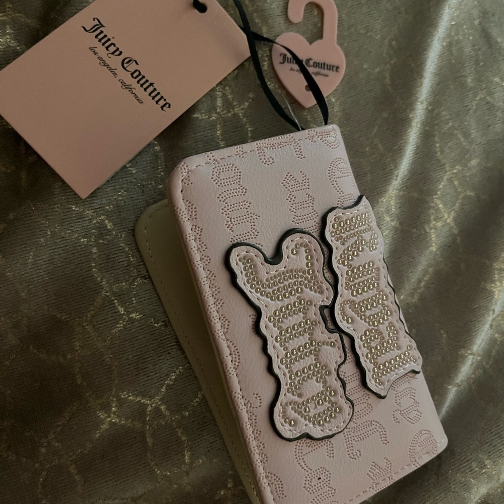 Juicy Couture Beige Trifold Wallet with Gold Script
